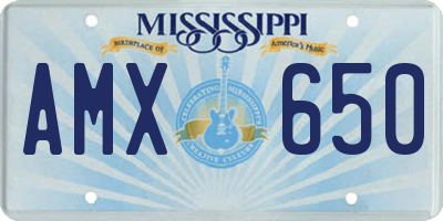 MS license plate AMX650