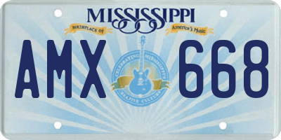 MS license plate AMX668
