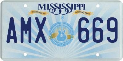 MS license plate AMX669