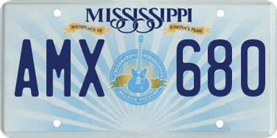 MS license plate AMX680