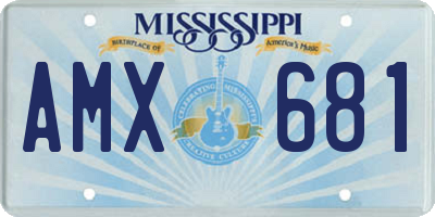 MS license plate AMX681