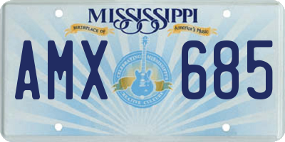 MS license plate AMX685