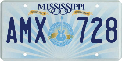 MS license plate AMX728