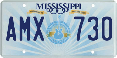 MS license plate AMX730