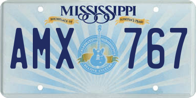 MS license plate AMX767