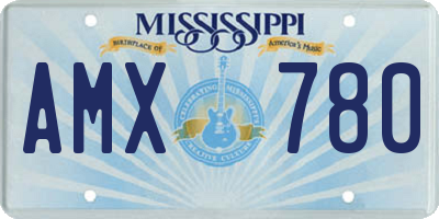 MS license plate AMX780