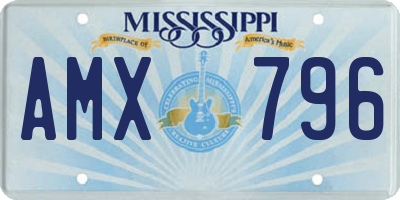 MS license plate AMX796