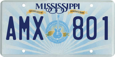 MS license plate AMX801