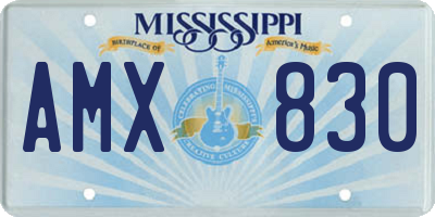 MS license plate AMX830
