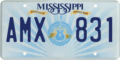 MS license plate AMX831
