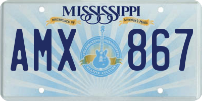 MS license plate AMX867