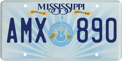 MS license plate AMX890