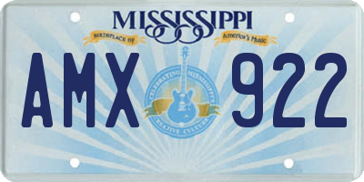 MS license plate AMX922