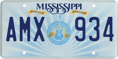 MS license plate AMX934