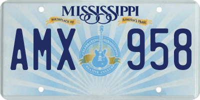 MS license plate AMX958