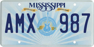 MS license plate AMX987