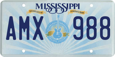 MS license plate AMX988