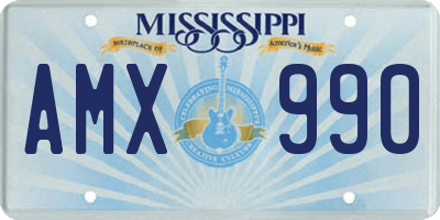 MS license plate AMX990