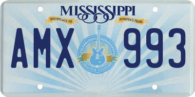 MS license plate AMX993