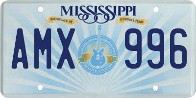 MS license plate AMX996