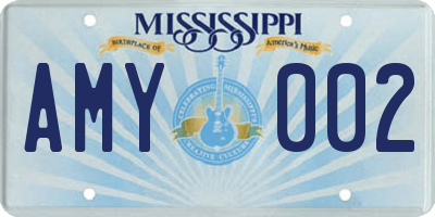 MS license plate AMY002