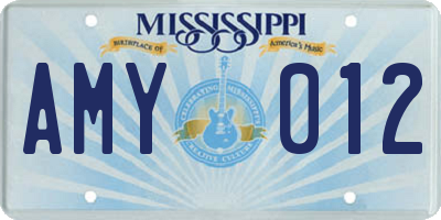 MS license plate AMY012