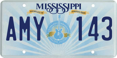 MS license plate AMY143