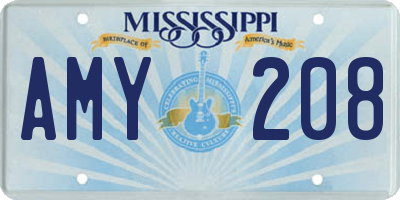 MS license plate AMY208
