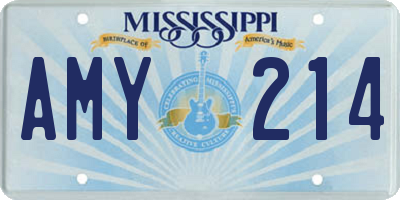 MS license plate AMY214