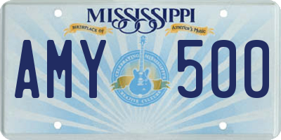 MS license plate AMY500