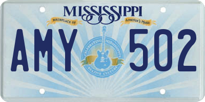 MS license plate AMY502