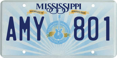 MS license plate AMY801