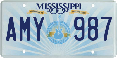 MS license plate AMY987