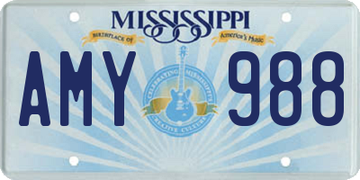 MS license plate AMY988