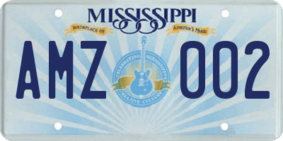 MS license plate AMZ002