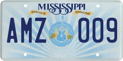 MS license plate AMZ009