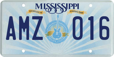 MS license plate AMZ016