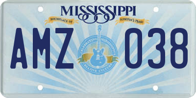 MS license plate AMZ038