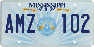 MS license plate AMZ102