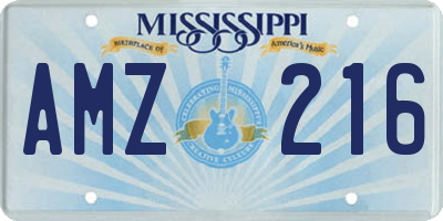 MS license plate AMZ216
