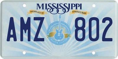 MS license plate AMZ802