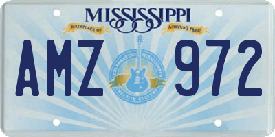 MS license plate AMZ972
