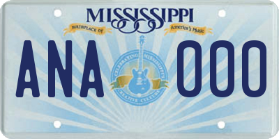MS license plate ANA000