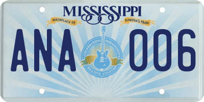 MS license plate ANA006