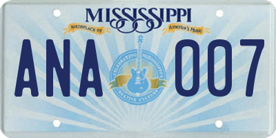 MS license plate ANA007