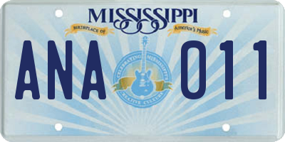 MS license plate ANA011