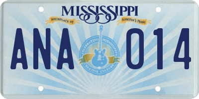 MS license plate ANA014