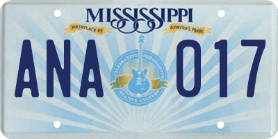 MS license plate ANA017