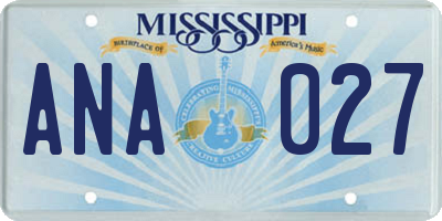 MS license plate ANA027