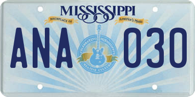 MS license plate ANA030